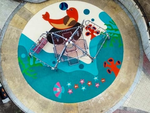 Colourful Rosehill TPV pocket park design in Iquique, Chile, with the design intent fully intact